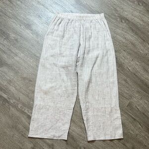 PLANET by Lauren G 100%‎ Linen Cream Crop Pull On Pants